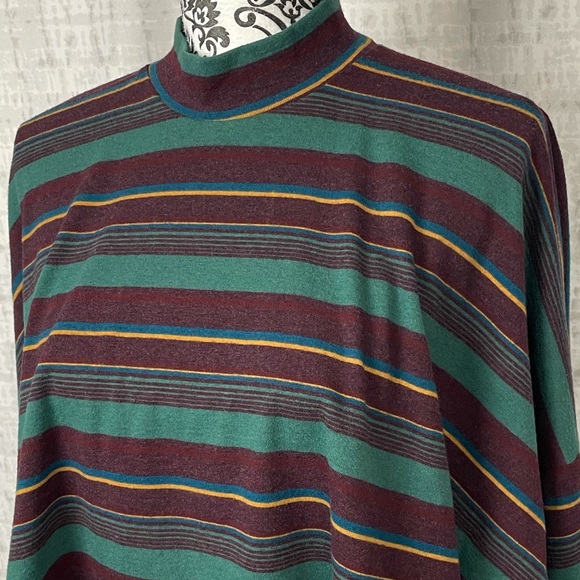 Free People Steph Mock Neck Long Sleeve Striped  Top Pine Combo Size Small - Picture 5 of 13